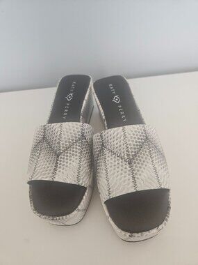 Katy Perry Black & White Snakeskin Slide Sandals